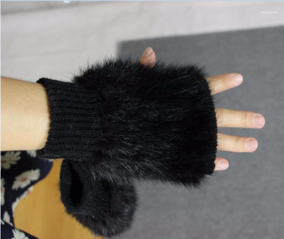 

Women Fashion Fur Gloves Mink Knit High Density Warm Free 1