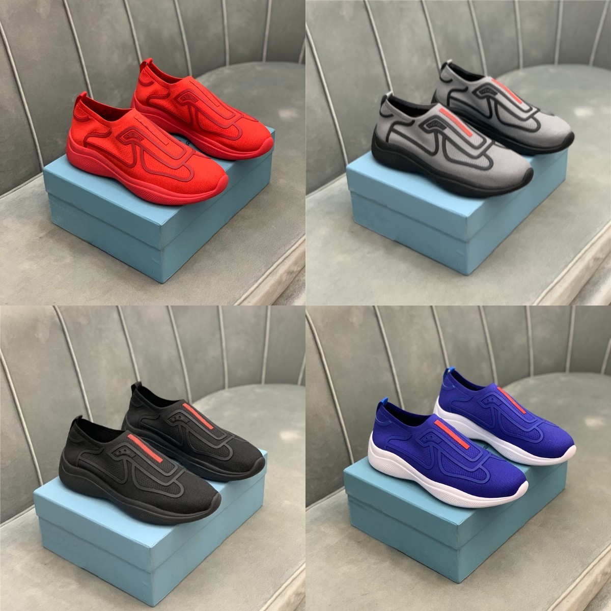 

2021 Designer BIKE Men Casual Shoes Breathable Sneakers Classic P Platform Slip-on Sneaker All-match Flat Cloth Trainers Luxury Splicing Stylist Sport Shoe With Box