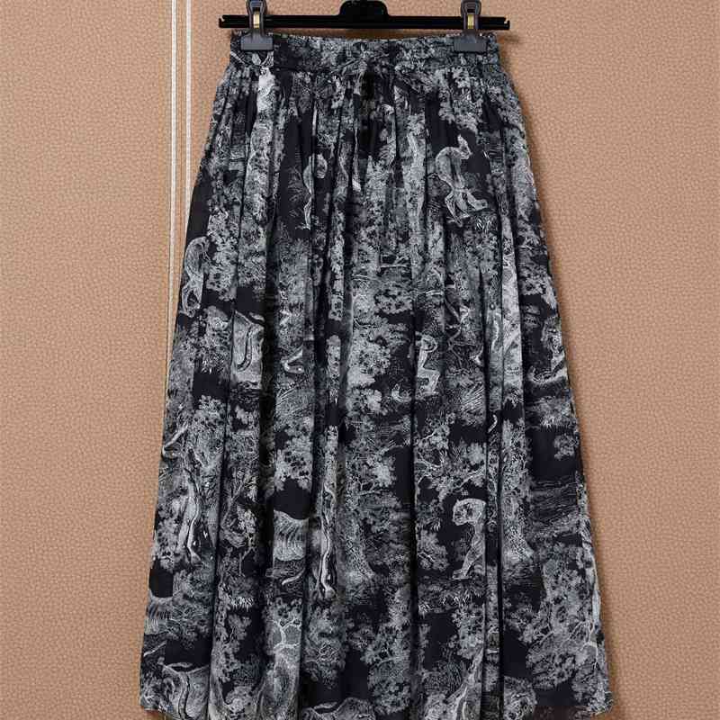 

Truevoker 100% Cotton Cottagecor Skirt Lady Vintage Print Pocket Black Midi Chic Hepburn 210602, Red