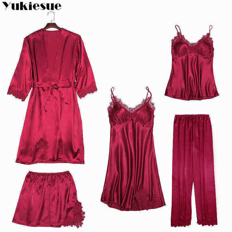 

home clothes suit set 5 pieces pajamas women pijama womens pyjamas sexy ladies pijamas sleepwear homewear lingerie nightwear 210608, 929-2 pieces black