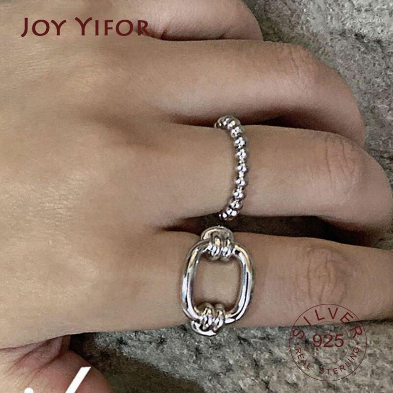 

Cluster Rings 925 Sterling Silver Party Creative Simple Geometric Chain Hollow Vintage Punk Rock Jewelry Adjustable For Women, Golden;silver