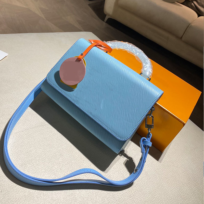 

Bag Twist Denim Handbag Purse Flap Hand Ripple Genuine Leather Shoulder Twist Lock Crossbody Detchable Strap, For price make balance