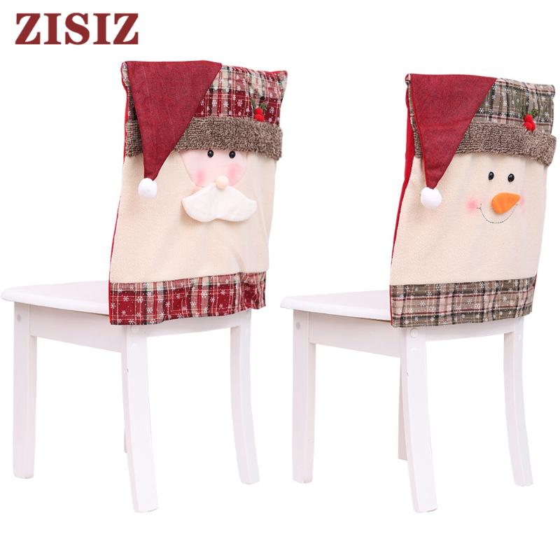 

Chair Covers Christmas Back Elastic Stretch Cover Santa Clause Holiday Party Decor Dining Kitchen Decoration