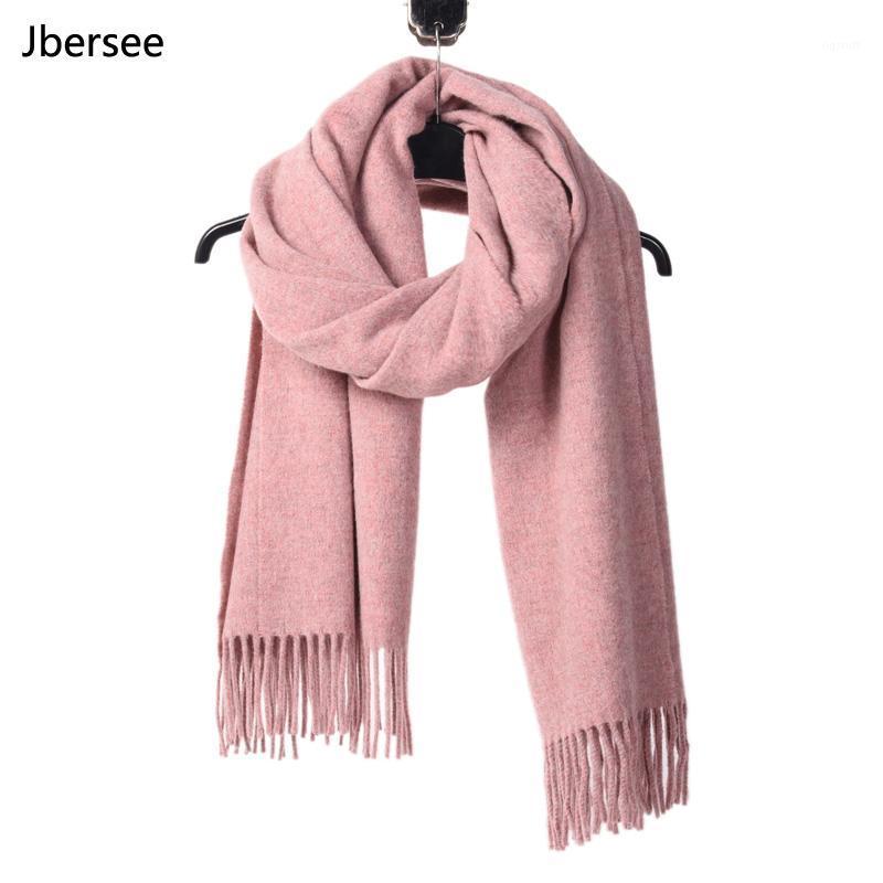

Scarves Jbersee 2021 Winter Women Cashmere Scarf Warm Tassel Solid Plus Size Wool Thickening Pashmina, Blue;gray