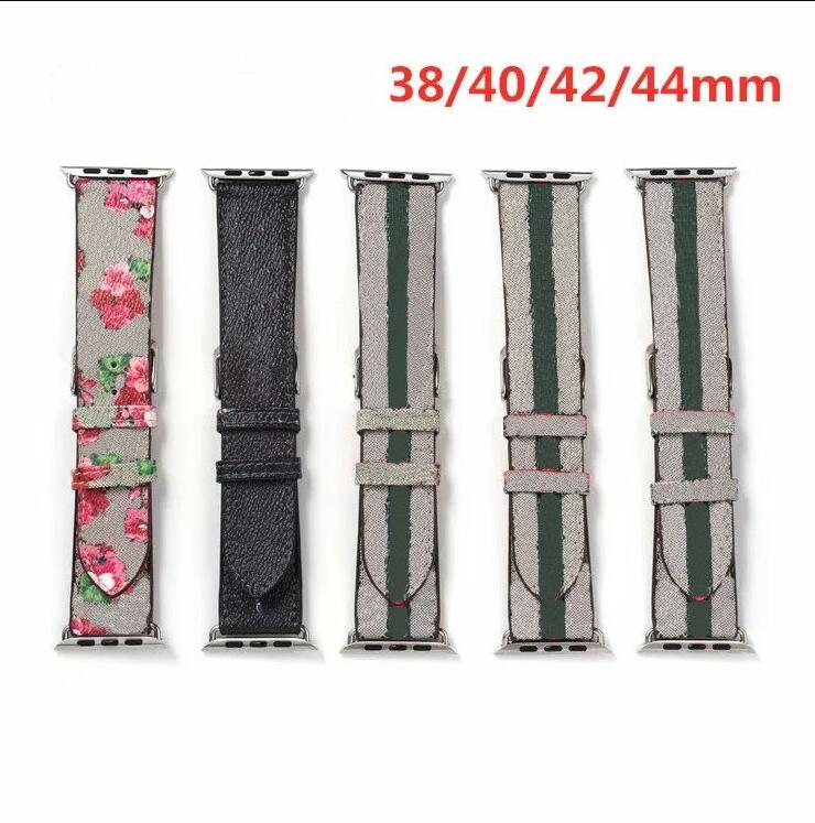

G designer Strap Watchbands 42mm 38mm 40mm 44mm iwatch 2 3 4 5 bands Leather bee snake flower Bracelet Fashion Stripes L01