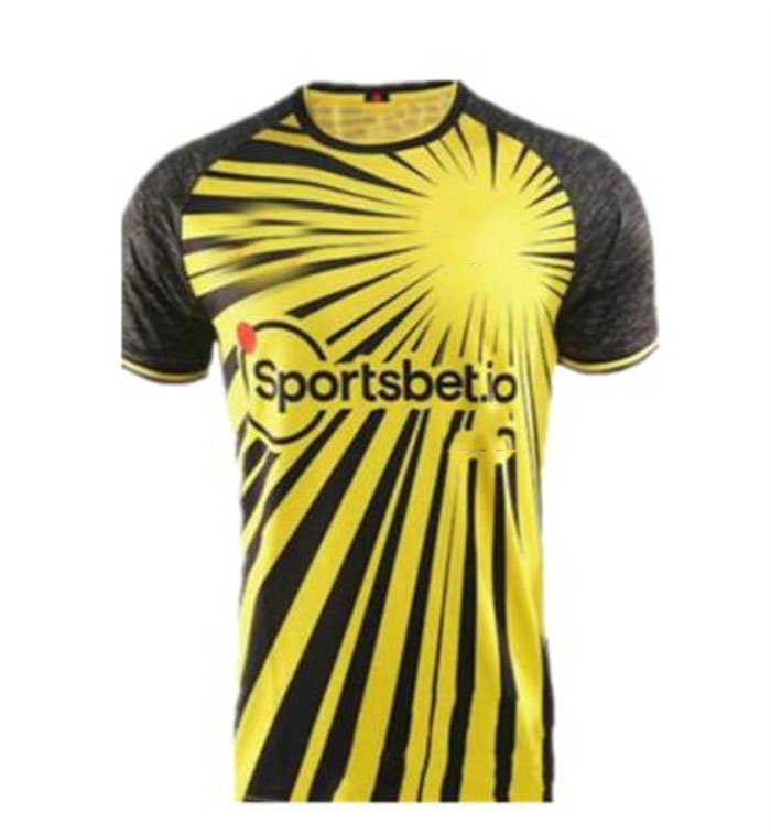 

adult 20 21 Kelme home yellow soccer jersey 2021 Watford F.C. men shorts Football shirt Custom sales, Black;yellow