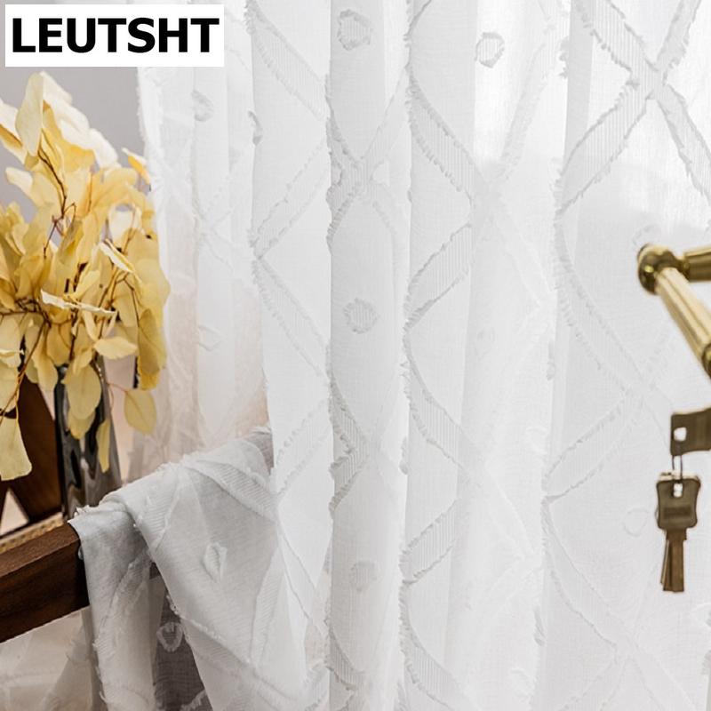 

Curtain & Drapes Modern Curtains For Living Dining Room Bedroom Pineapple Tulle Jacquard Three-dimensional Pattern Simple White Window