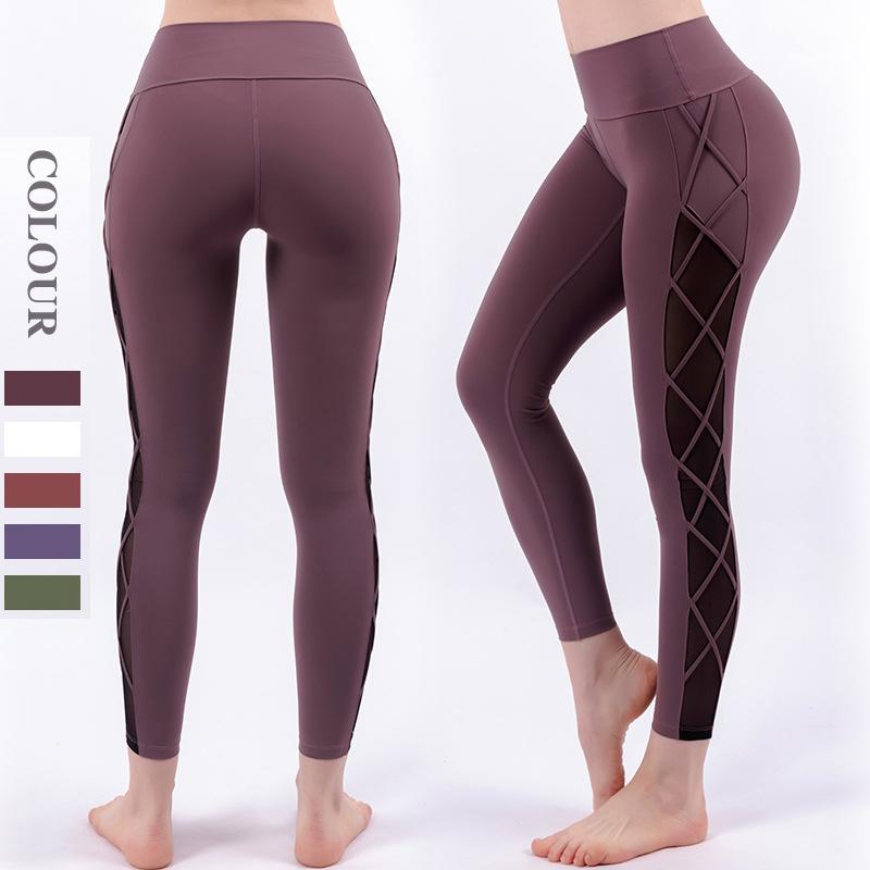 

Yoga Outfit Seamless Lace Pants Sports Women's Fit Control High Slim Waist Elasticity Toning Body Hip Gym Fitness Tummy Stretch Tights