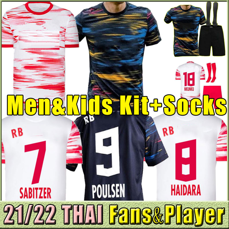 

21 22 Soccer Jerseys FORSBERG Camiseta HEE-CHAN Maillot HALSTENBERG POULSEN Sørloth 2021 2022 Football Shirts Kits CUNHA Uniform home away Szoboszlai Olmo Silva, Home+patch