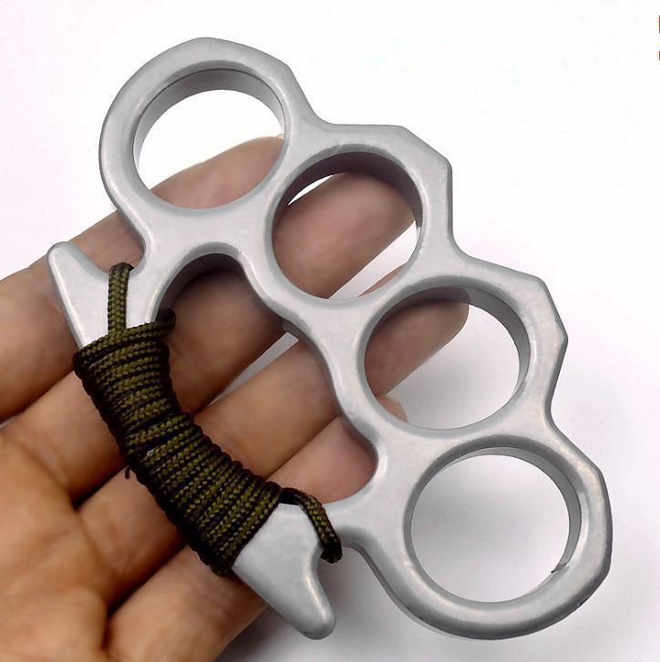 

New 2021 73G Thick Steel Brass Knuckle Dusters with Rope Self Defense Personal Security Women and Men Self-defense Pendant In Stock