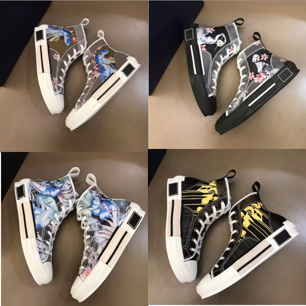 

Designer sneakers B23 Womens Hightops canvas shoes oblique letter D graffiti printing 19ss men's hightop trend couple casual shoes high quality with box