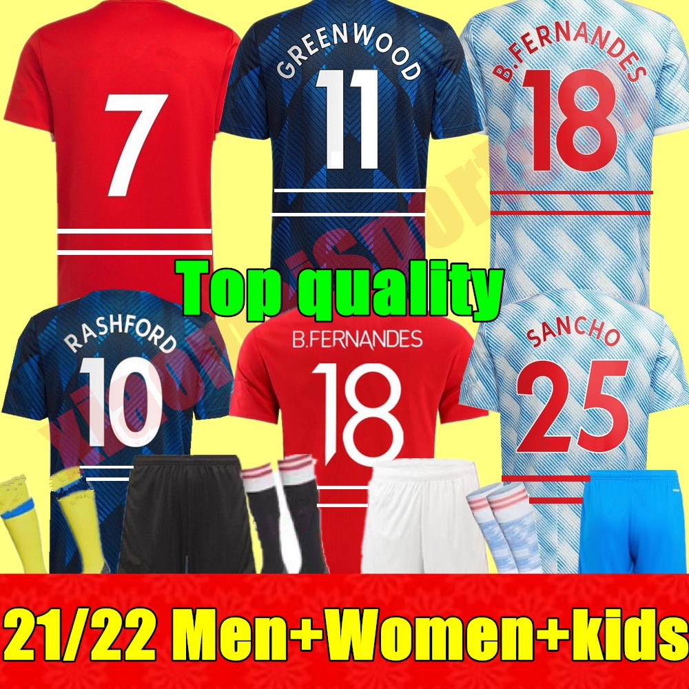 

Man 2021 2022 soccer jersey SANCHO POGBA CAVANI MARTIAL UTd VAN DE BEEK B. FERNANDES RASHFORD LINGARD football shirt 21 22 Adult Women men kids kit youth, Women away