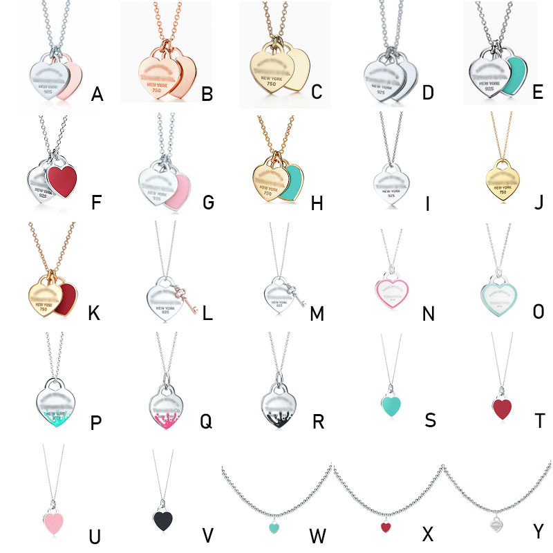 

Original Tiff Jewelry Set 925 Sier Heart and Key Pendant Necklace for Women