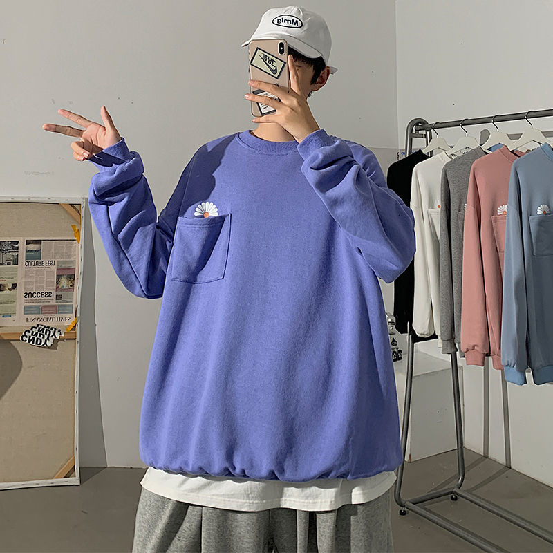 

Men's Hoodies & Sweatshirts Flower Printed Cotton Casual Clothes Pullover Male Fashion Trend 6 Color Loose Coats Size M-2XL 6XCA, Pink