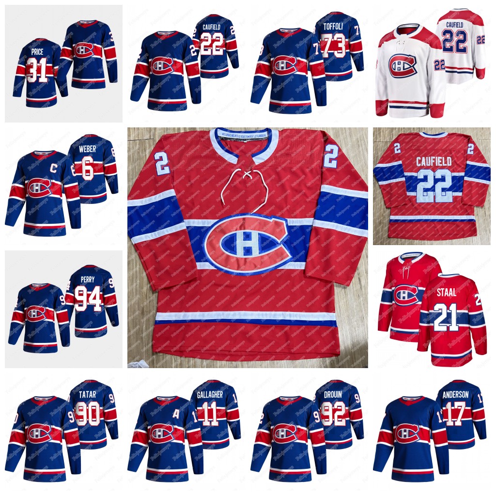 

22 Cole Caufield Montreal Canadiens 2021 Reverse Retro Jerseys Jake Allen Corey Perry Eric Staal Nick Suzuki Jeff Petry Paul Byron Patrick Roy, Red men: size s-3xl