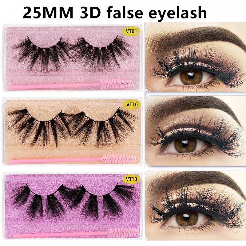 

25mm Soft Fluffy 3D Faux Mink Lashes Dramatic Long Wispies False Eyelashes Lash Extension Natural Volume Beauty Eye Makeup