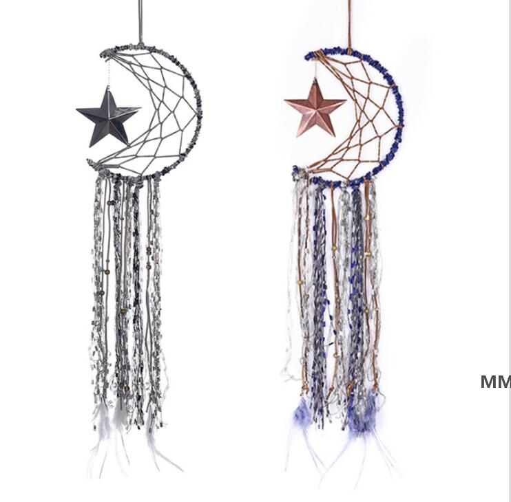 

Dreamcatcher Bells Hang Moon star Catcher Dreamcatcher Feather Dream Catcher Pendant Wall Hanging Room Decoration HWE6882