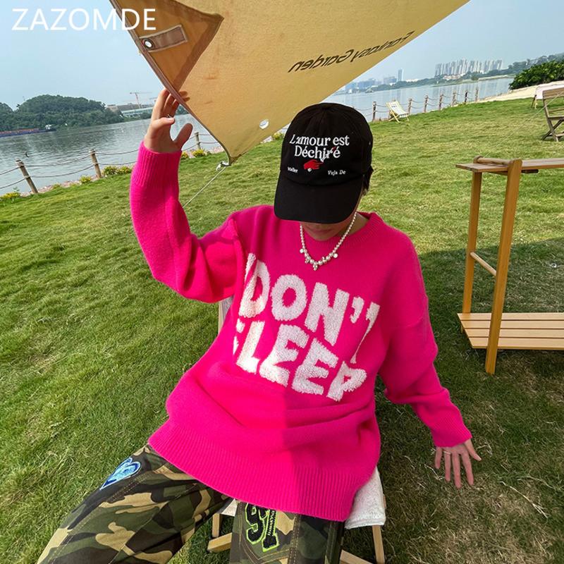 

Men's Sweaters ZAZOMDE Letter Jacquard Men Knitted Pullover Sweater Autumn Winter Long Sleeve Streetwear Harajuku Multicolor Jumper, White;black