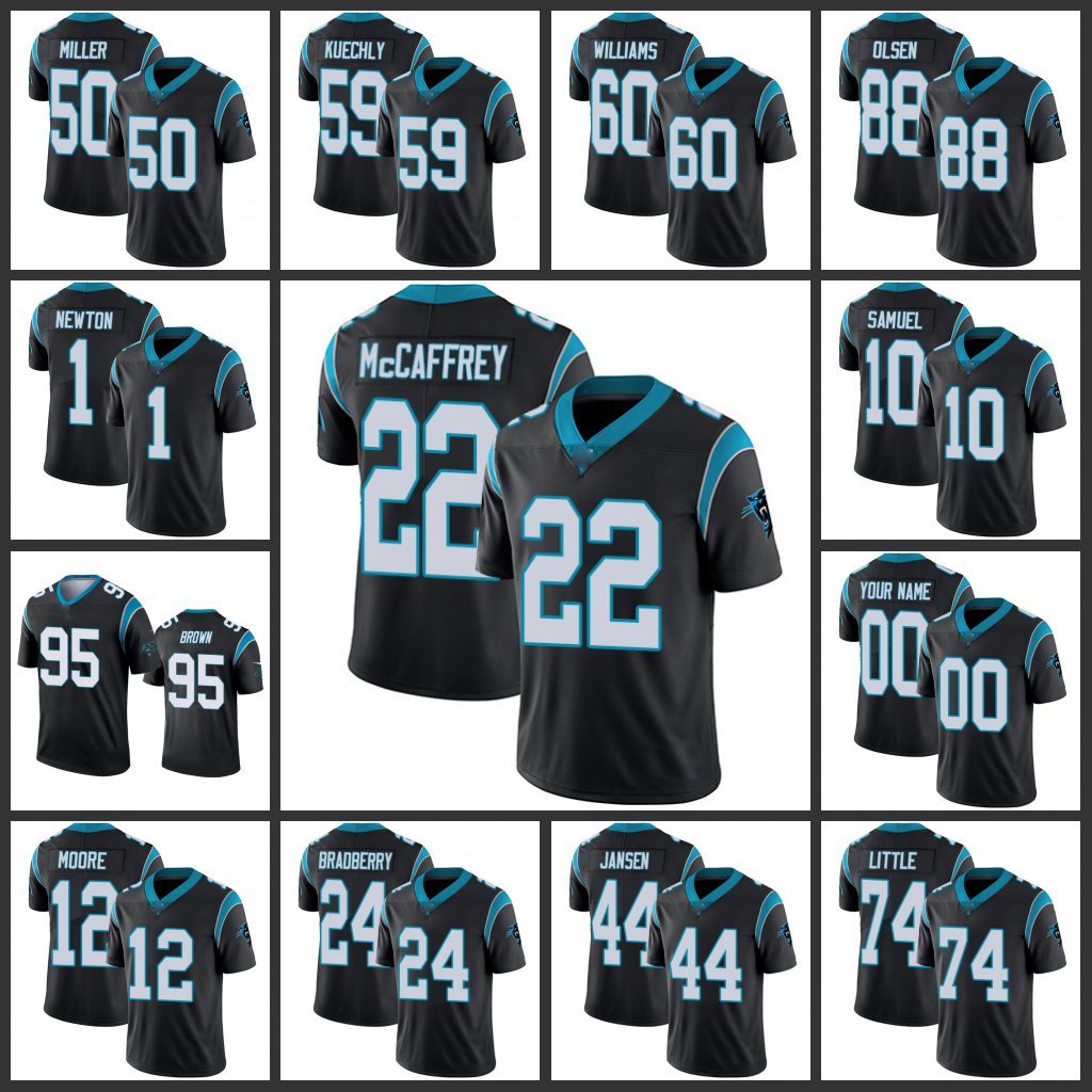 Jersey Carolina''panthers''Men 1 Cam Newton 22 Christian McCaffrey 95 Derrick Brown 59 Kuechly''nfl''women Youth Custom Legend Black Legend Jerse