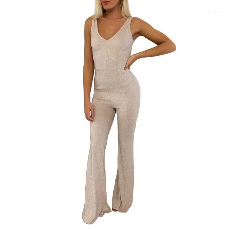 

Women' Jumpsuits & Rompers Flash Deep V-Neck Skinny Bandage Womens Jumpsuit Spring Summer Wide Leg Pants Women Casual, White