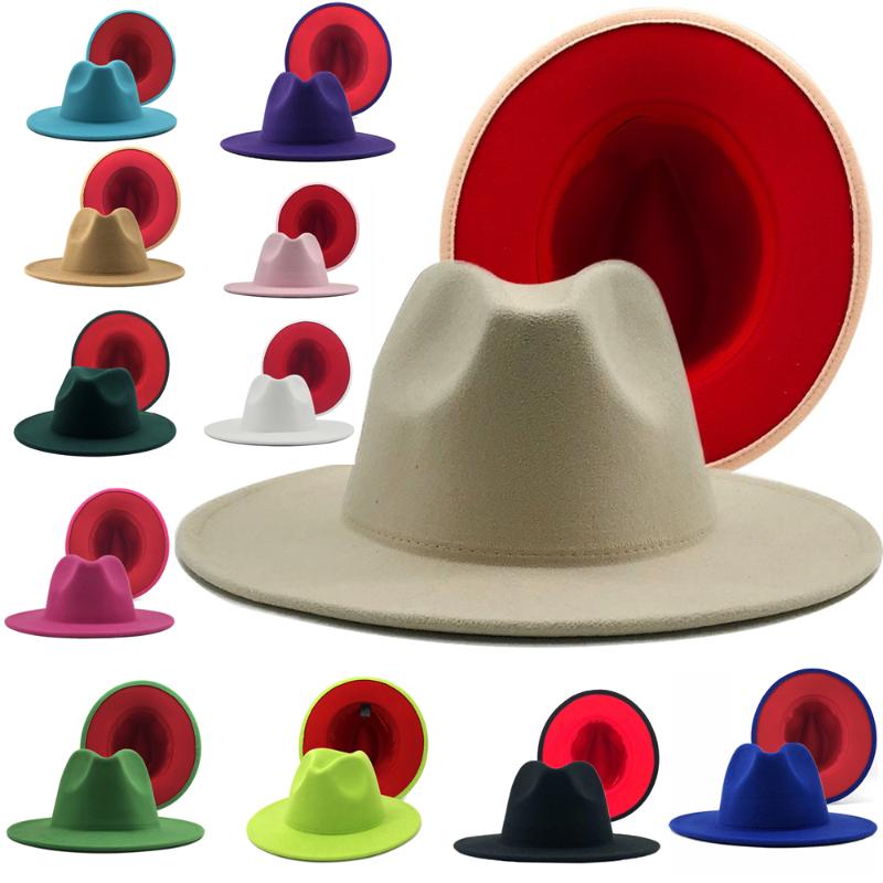 

Stingy Brim Hats Red Bottom Fedoras Mixed Colors Jazz Cowboy Hat For Women And Men Winter Cap With Black Wool Bowler Wholesale