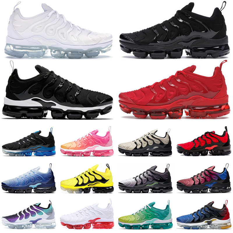 

tn plus running shoes mens trainers Triple Black White Psychic Pink Laser Orange Cool Grey Bred outdoor sports sneakers size 36-47, Triple white