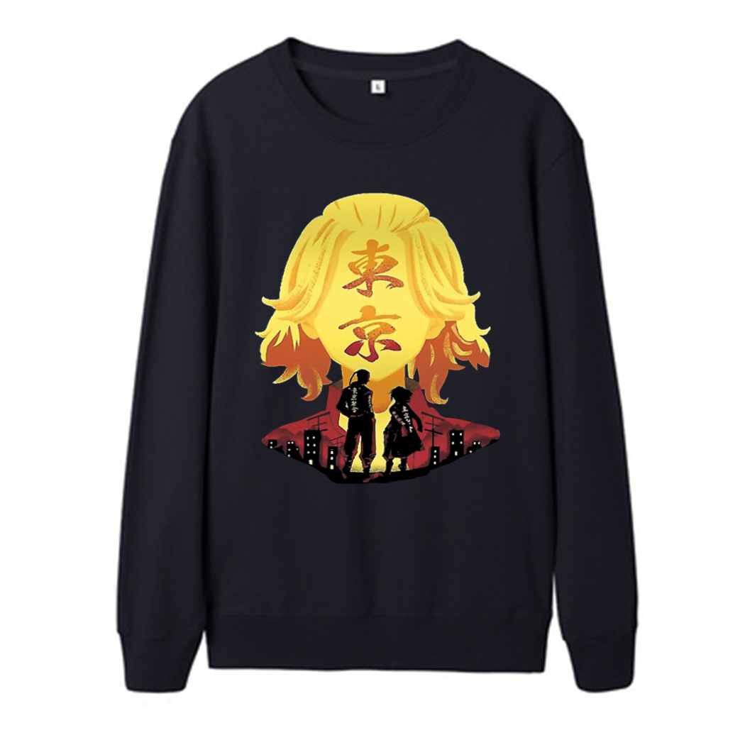 

Women Fleece Round Collar Sweatshirts Animation Pattern Anime Manga Printing Casual Loose Sport Street Wear Hip Pop Tops Autumn Winter Long Sleeve Pullovers, Black 2