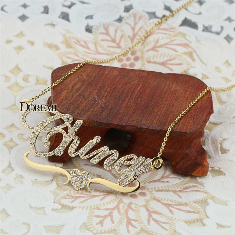 

DOREMI Stainlesss Custom Name Necklaces Pendant Letters Necklace for Women Custom Chain Jewelry Children Personalized Gold 211110