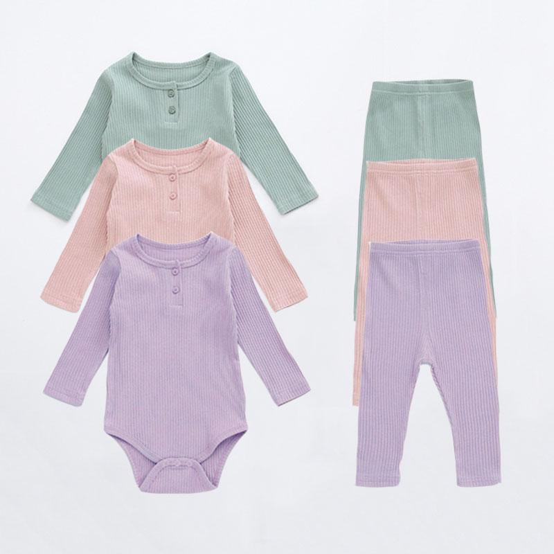 

Clothing Sets 0-2Y Born Baby Girl Boy Clothes Set Autumn Spring Long Sleeve Cotton Rompers And Pants Suit Home Wear Cute Outfit, White