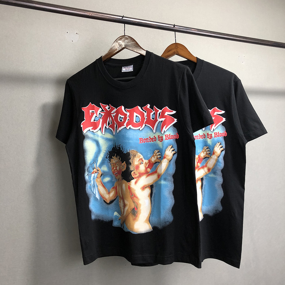 

Exodus Bonded by Tee Travis Scott Same Kids Print Vintage Short Sleeve T-shirt, White