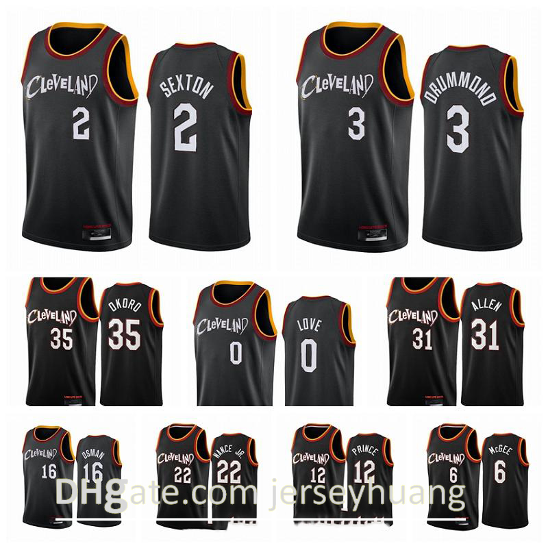 

ClevelandCavaliersMen Collin Sexton Isaac Okoro Kevin Love Andre Drummond Larry Nance 2020-21 Black City Basketball Jersey New Uni, Color12