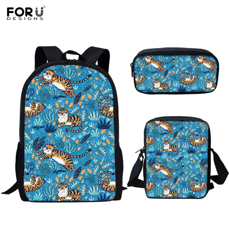 

Schoolbags 3Pcs Set Cartoon Students Backpack Tgers Playing Together Printing Kids Satchel Back To School Mochilas Bags