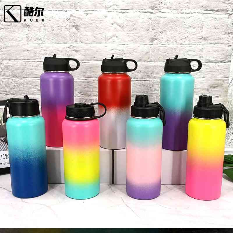 

32oz space wide mouth stainless steel sports kettle double layer vacuum insulation Cup, White