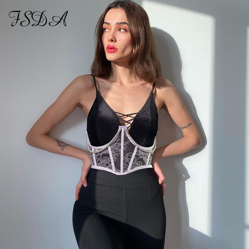 

white pearl mesh tube corset crop women lace 2021 summer bandage party see thought short wrap tank y2khigh quality