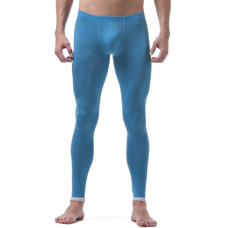 

Blue Men's sexy Sleepwear extra-thin ice silky thermal sleep bottoms lounge pants #VS007QK