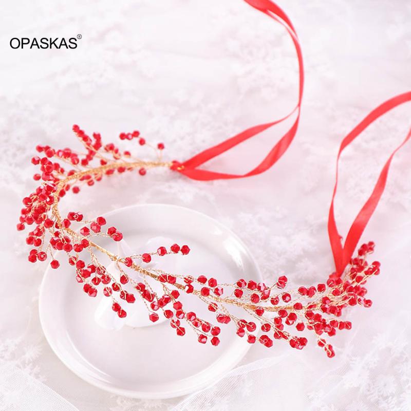 

Hair Clips & Barrettes Red Black Crystal Beads Hairband Bride Tiaras Headbands Head Jewelry Wedding Accessories ET, Golden;silver