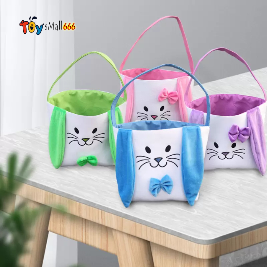 

DHL Festive Easter Basket Bunny Printing Handbag Bucket New Bow Tote Bucket With Handle High Quality Made