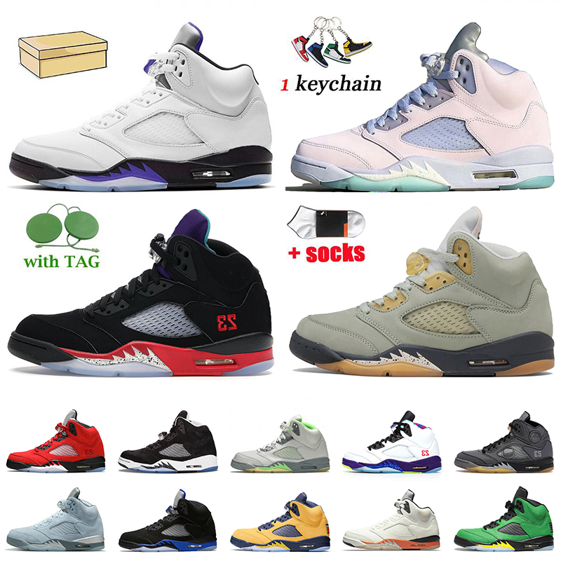 

Top Quality 2022 Mens Women Classic Jumpman 5 Basketball Shoes 5s Concord Easter Jade Horizon White Oreo Sail Racer Blue Top 3 UNC Off Jogging Sneakers With Box Socks, D27 olympic 40-47