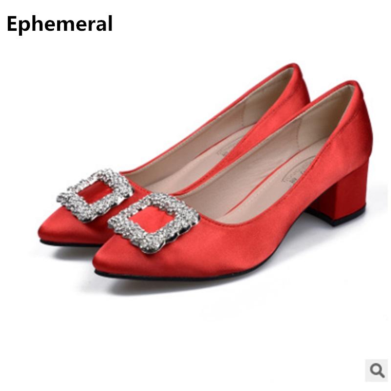 

Dress Shoes Ladies Med Heeled For Round Toe Pumps Office Plus Size 11 12 34 Blue Black Loafers Comfortable 2021 Arrivals, Red