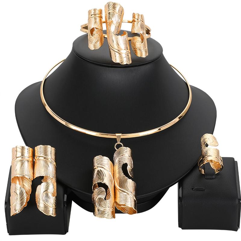 

Earrings & Necklace Arrival Dubai Gold Jewelry Sets For Women African Bridal Wedding Gifts Party Bracelet Round Jewellery, Silver