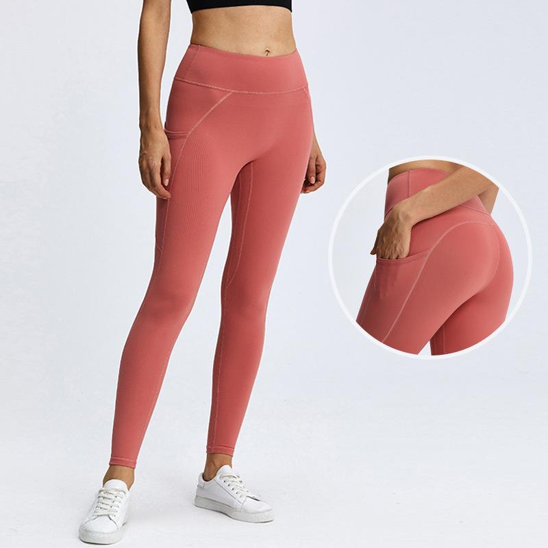 

Yoga Outfit 2021 Pants Pocket Sports Trousers Hip-lifting Elastic Tight-fitting Women's High-waist Fitness