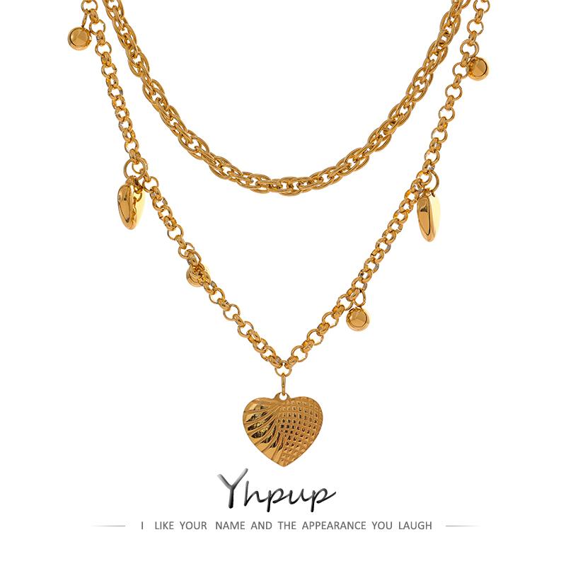 

Earrings & Necklace Yhpup Heart Stackable Bracelet Set Stainless Steel Gold Layered Waterproof Jewelry On The Neck Anniversary Gift, As pic
