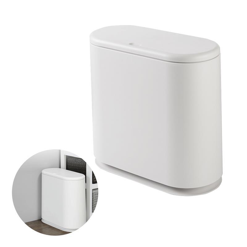 

Waste Bins Press-Type Trash Can Oval Narrow Body Double Layers Household With -Up Lid Paper Basket