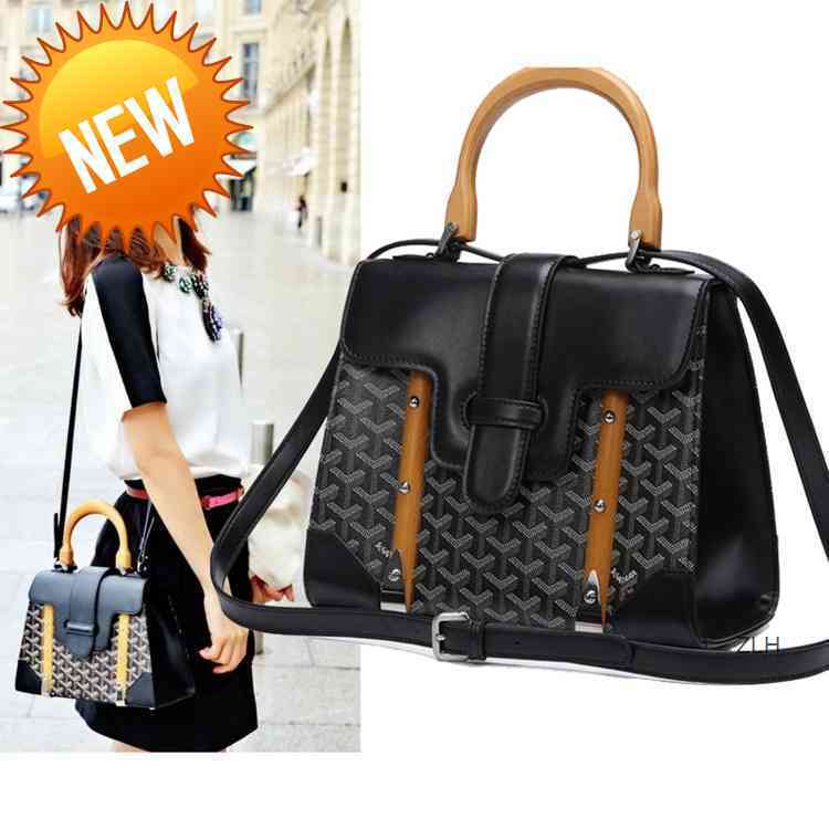 

High end leather 2021 Goya lady dog tooth Saigon bag portable cross bag wooden portable women's bag