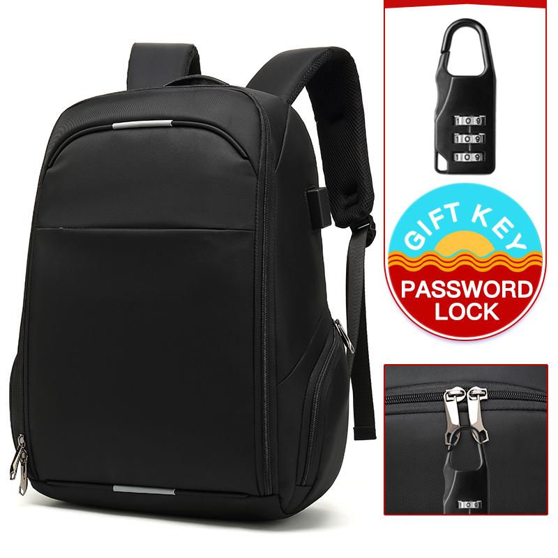 

Backpack 2021 Men Waterproof 15.6" Laptop Bag Male Teenage Mochilas USB Charging Travel Backpacks Women Schoolbag, Black