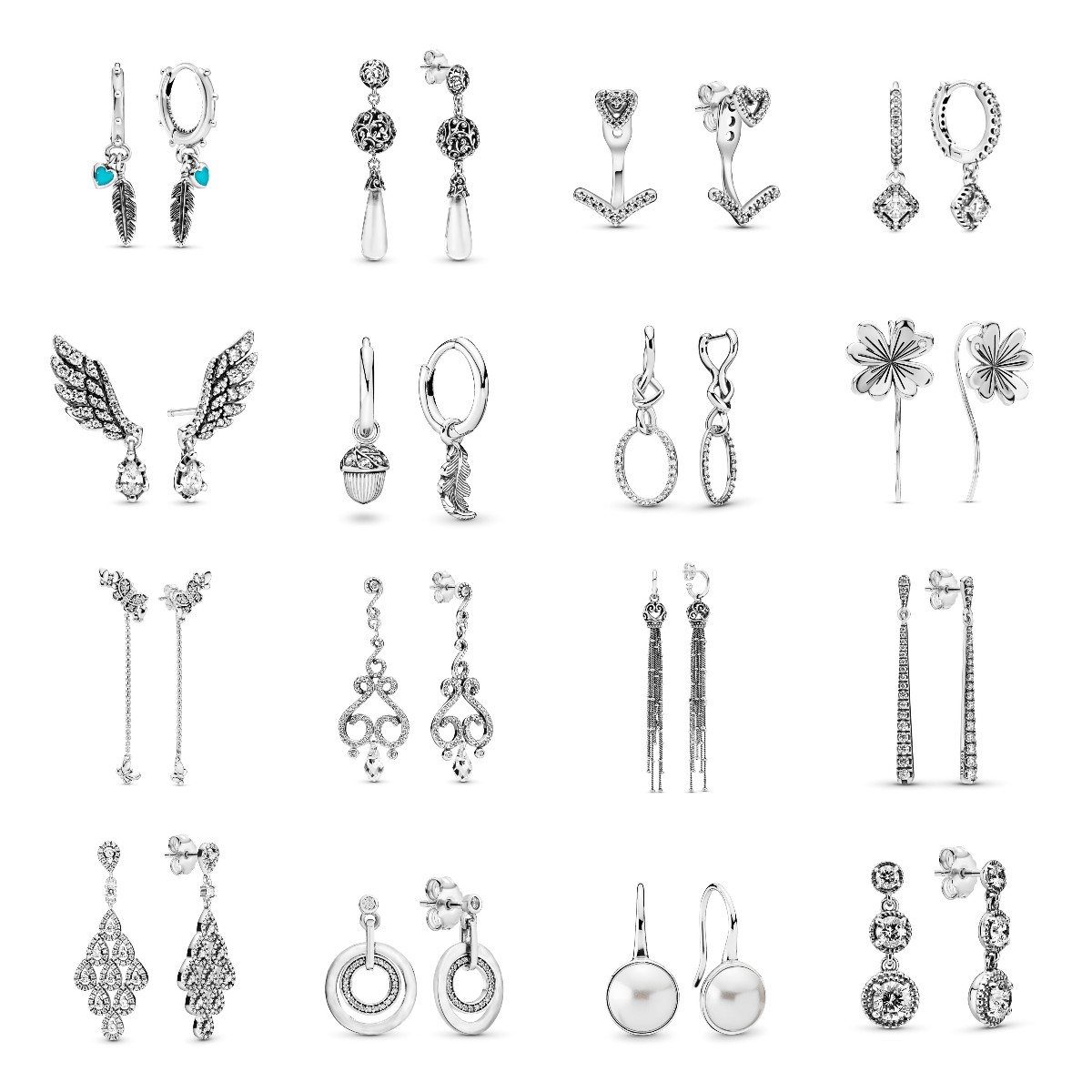 

925 Sterling Silver Trend Stud Earrings Fit Pandora Fashion Party Engagement Gift for Women DIY Jewelry