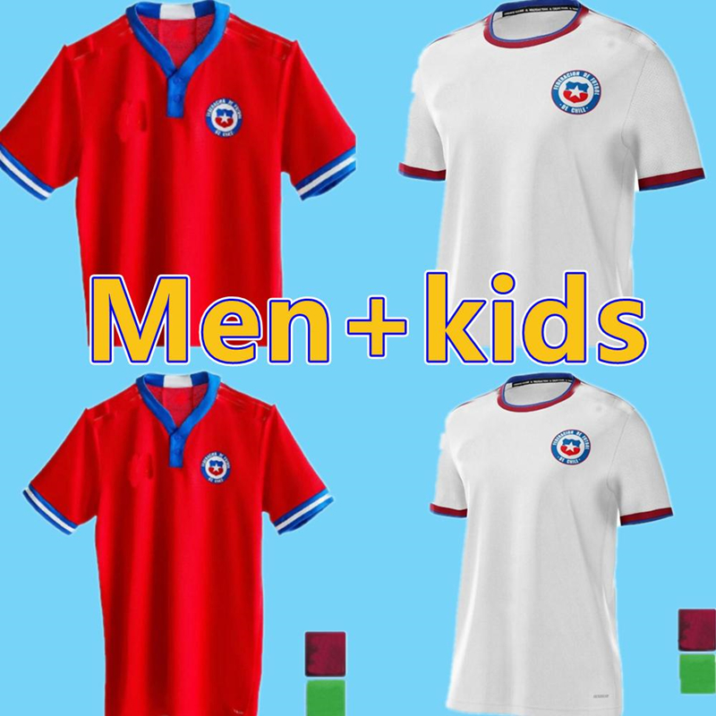 

21/22 Chile Football Jerseys Adult kids suit #7 ALEX #8 A.VIDAL World Cup Qualifiers 2022 Soccer Jersey Home Red Men Away White Nation Team Shirt Uniforms Fans Version, Home man