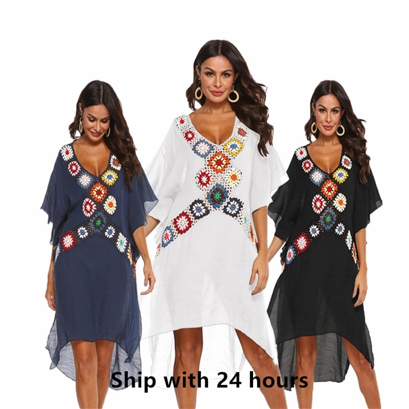 

Women Beach Dress Cover-ups Swimsuit Cover Up Pareo Ups Beachwear White Dresses Bathing Suit for Woman Summer Ladies Tunic 210722, Black beachwear