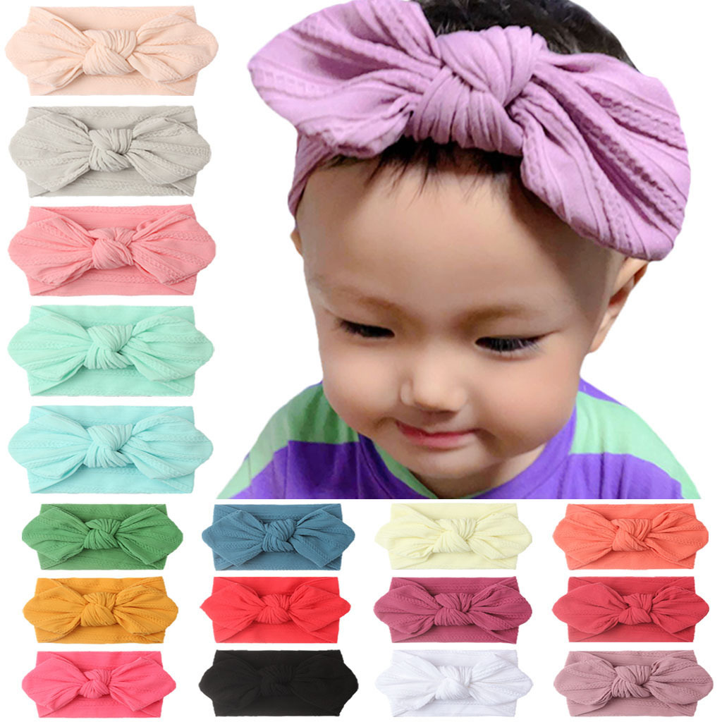 

Baby Accessories Infant Baby Girls Cable Knit Ribbed Bows Nylon Headband Newborn Headband Nylon Elastic Hair Band Props, Multi-color