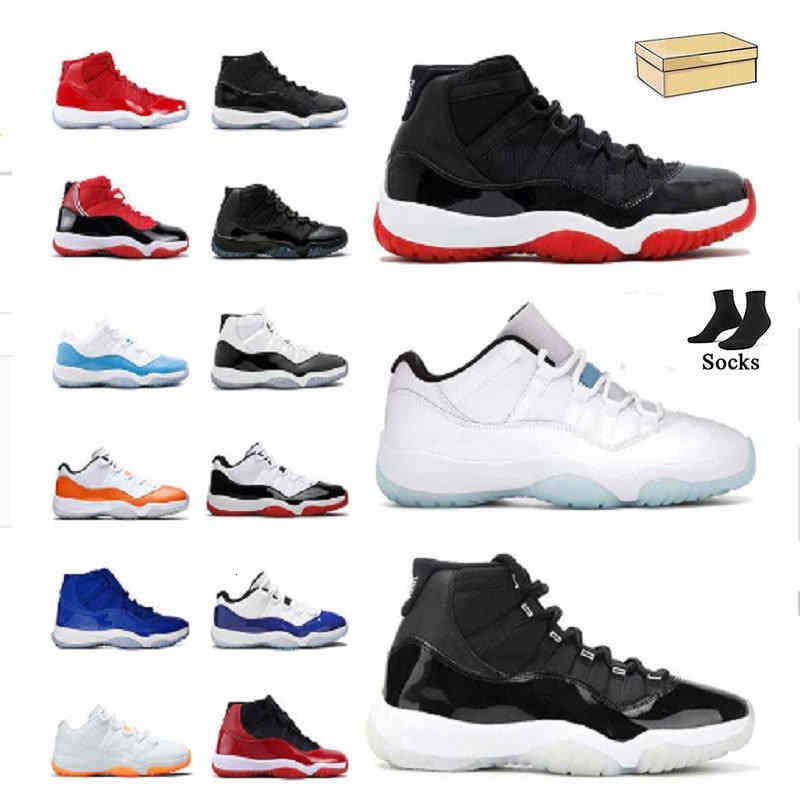 

With Box Man Woman Jumpman 11 men women basketball shoes 11s Playoffs Bred Jubilee 25th Anniversary Top Quality Legend Blue sneakers Concord
